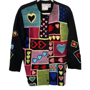 Michael Simon Small Light Weight Button Front All Over Embroidered Tunic Jacket